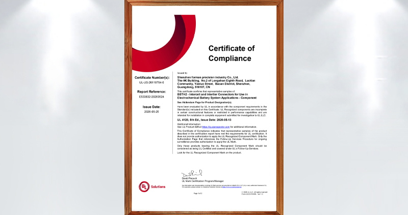 450A energy storage connector UL certificate
