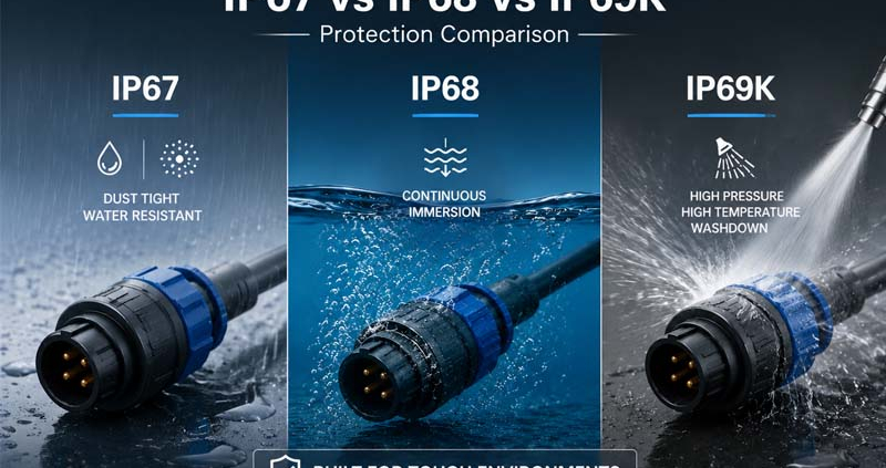 IP67 vs IP68 vs IP69K Connectors Protection Comparison