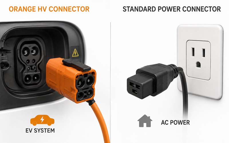 Orange HV Connector vs Standard Power Connector