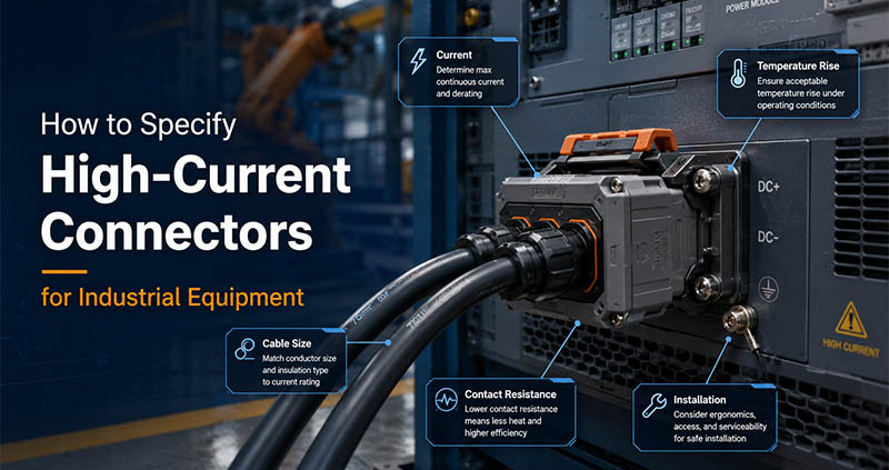 specify high-current connectors for industrial equipment