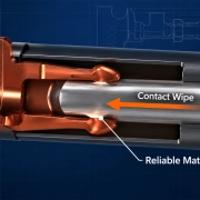 Connector contact wipe along a mating terminal surface